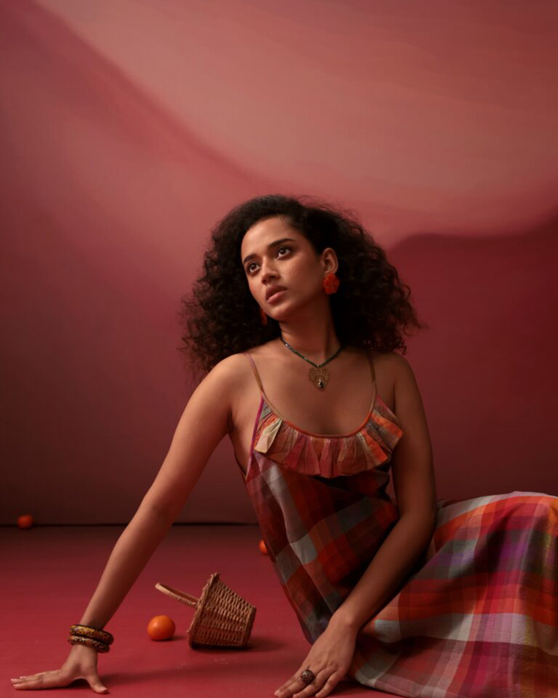 Sunset Plaid Slip Dress DRESSES IKKIVI