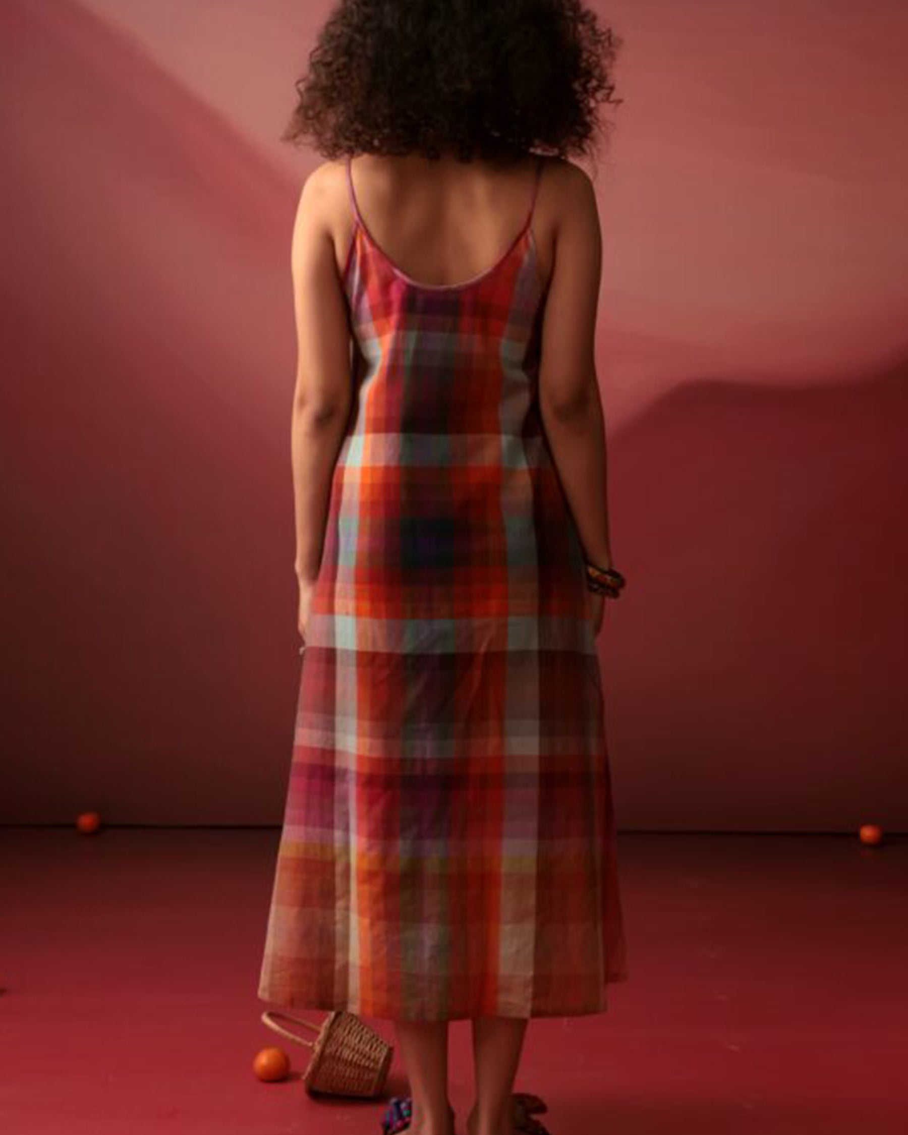 Sunset Plaid Slip Dress DRESSES IKKIVI
