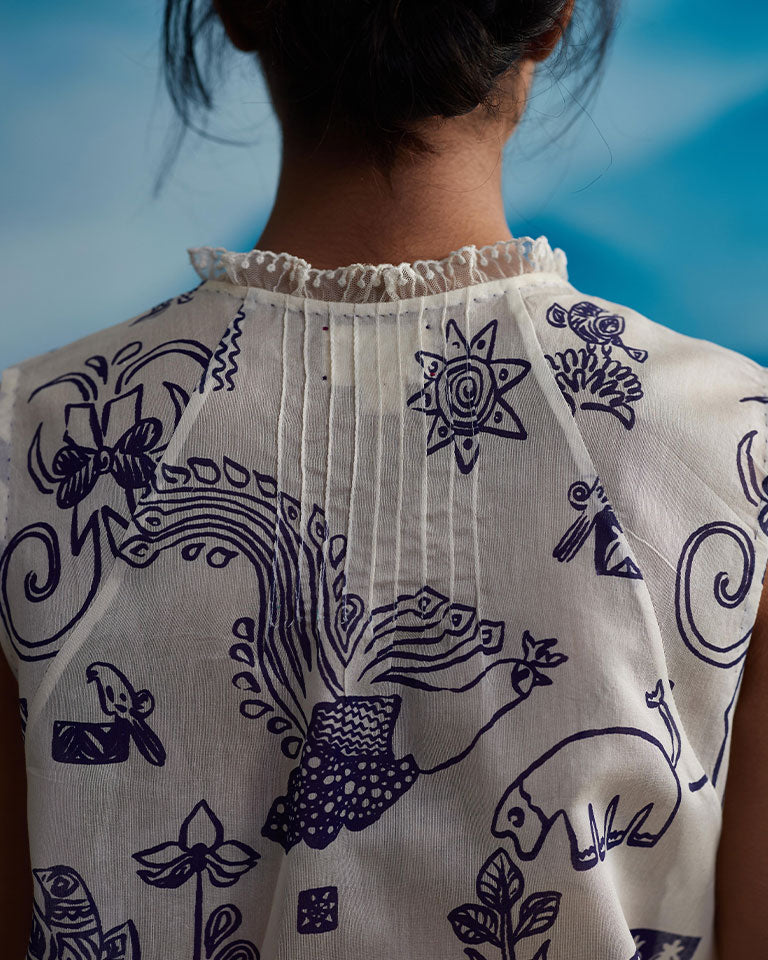Clover Raglan Sleeve Pin Tuck Shirt TOPS Ahmev