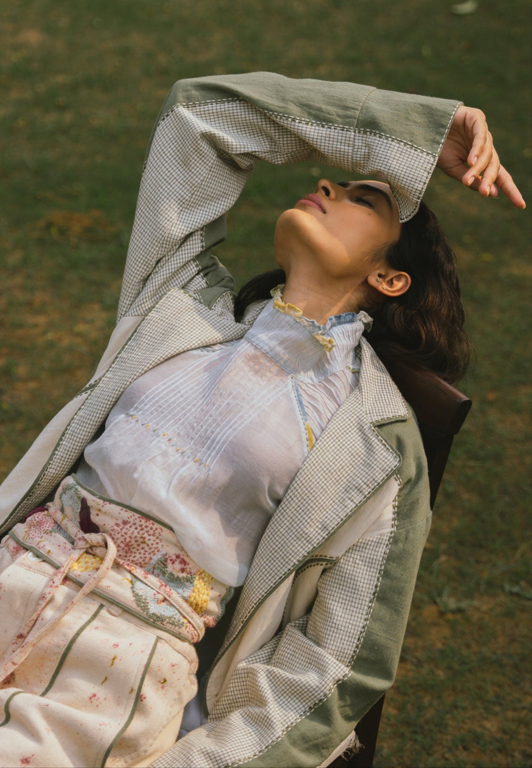 Meadows Pintucked Chanderi Blouse TOPS IKKIVI