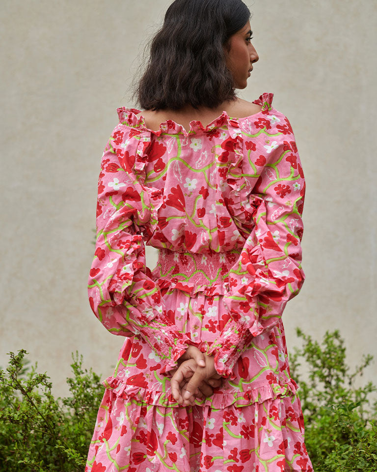 Le Blush Ruffle Dress DRESSES Khajoor