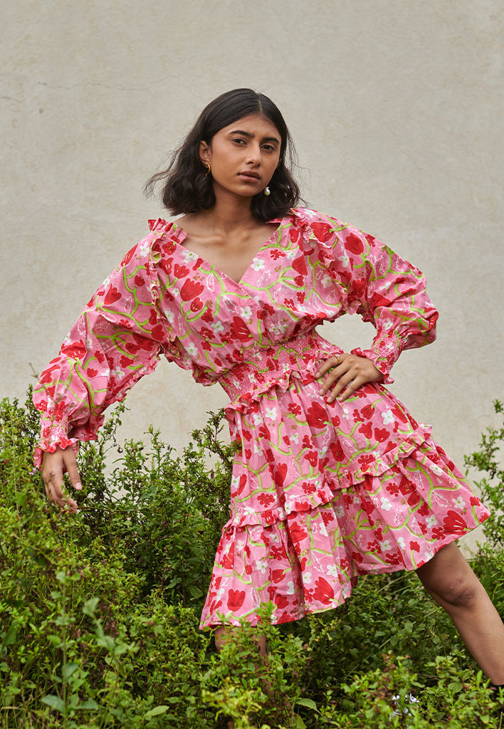 Le Blush Ruffle Dress DRESSES Khajoor