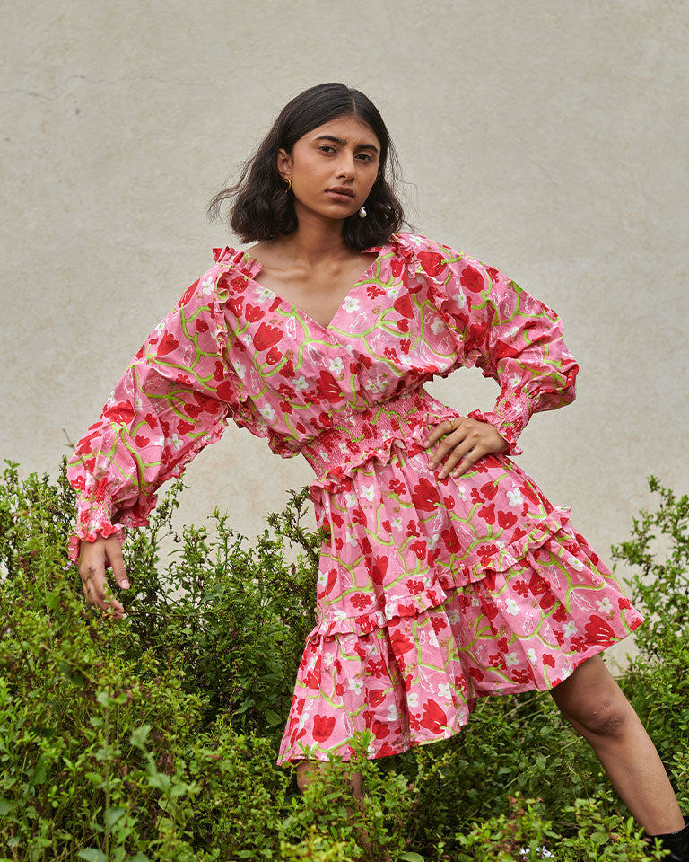 Le Blush Ruffle Dress DRESSES Khajoor