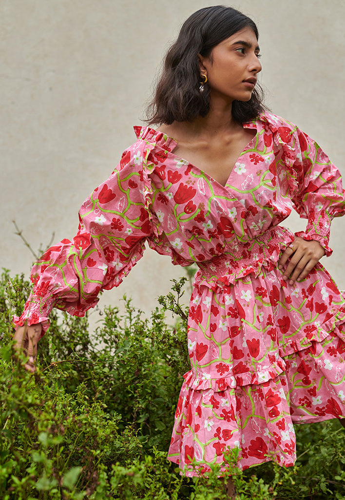 Le Blush Ruffle Dress DRESSES Khajoor