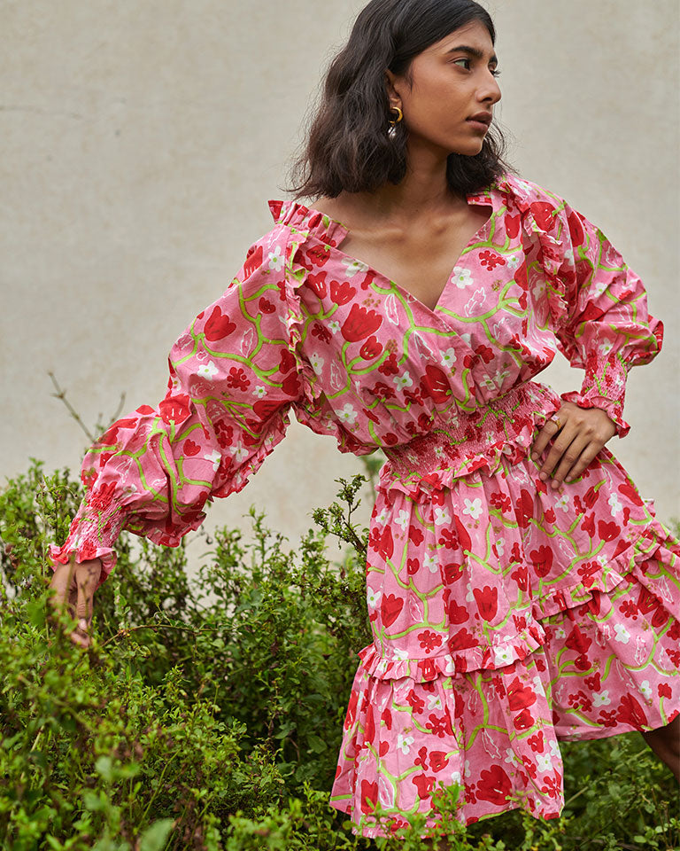 Le Blush Ruffle Dress DRESSES Khajoor