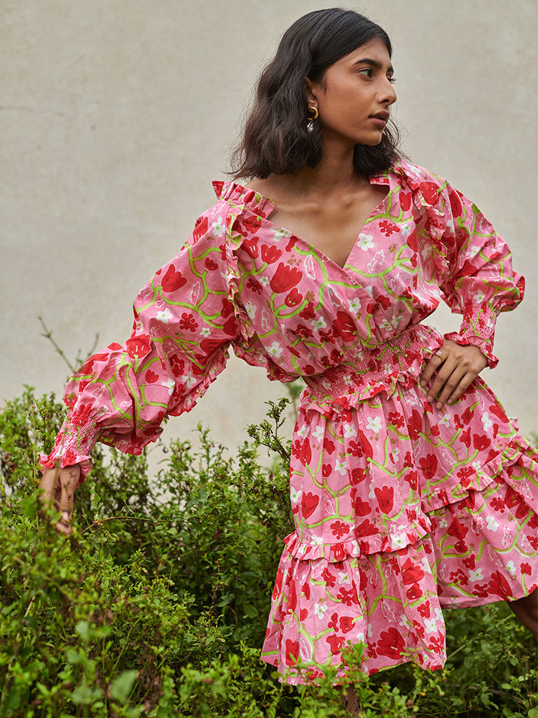 Le Blush Ruffle Dress DRESSES Khajoor