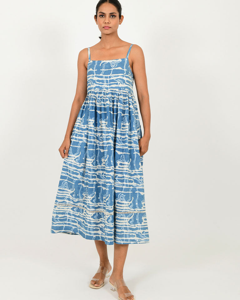 Indigo Splash Gather Dress DRESSES Rias Jaipur