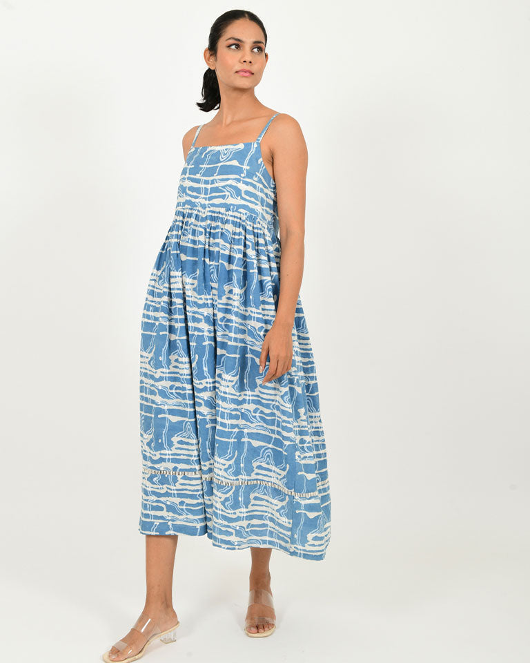 Indigo Splash Gather Dress DRESSES Rias Jaipur