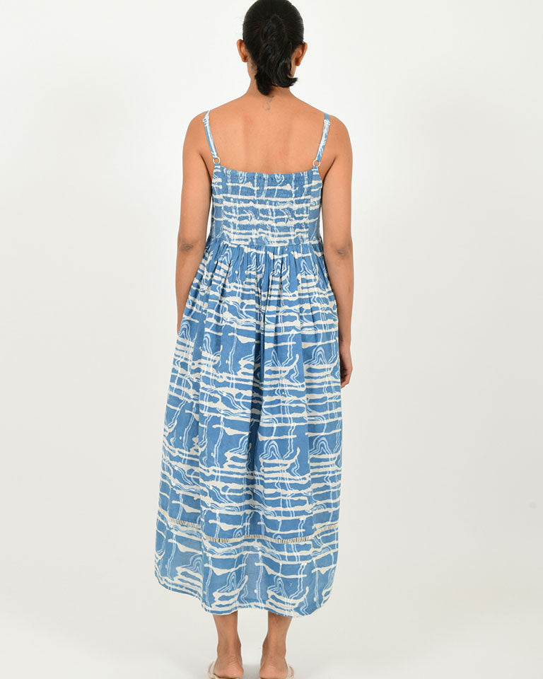 Indigo Splash Gather Dress DRESSES Rias Jaipur
