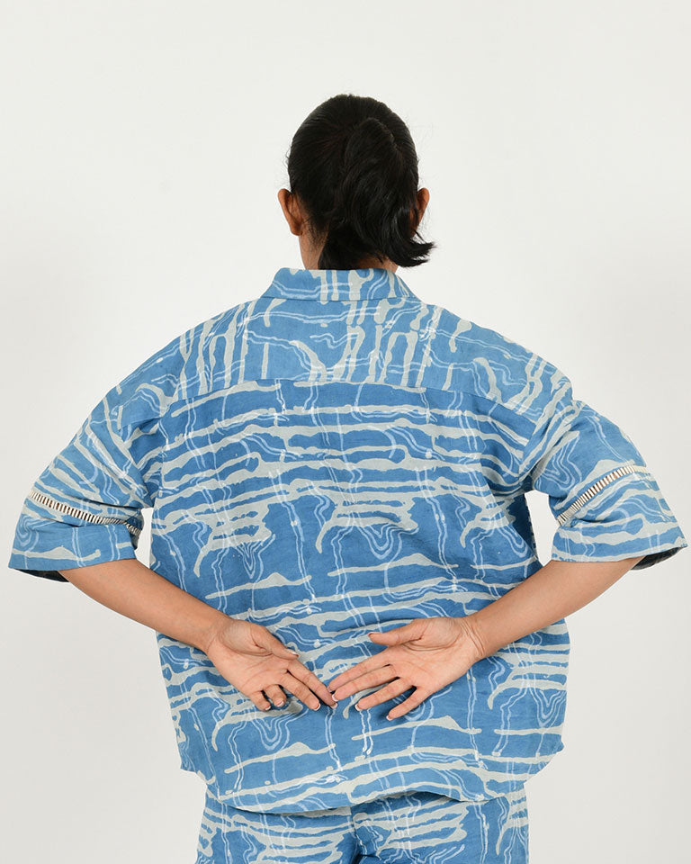 Indigo Splash Linen Shirt TOPS Rias Jaipur