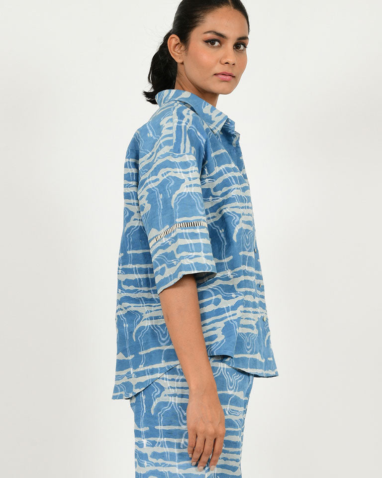 Indigo Splash Linen Shirt TOPS Rias Jaipur