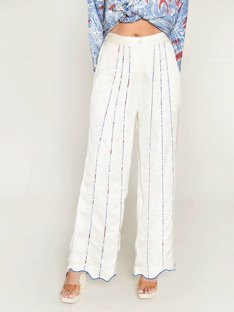 Ponzo White Pant BOTTOMS Rias Jaipur