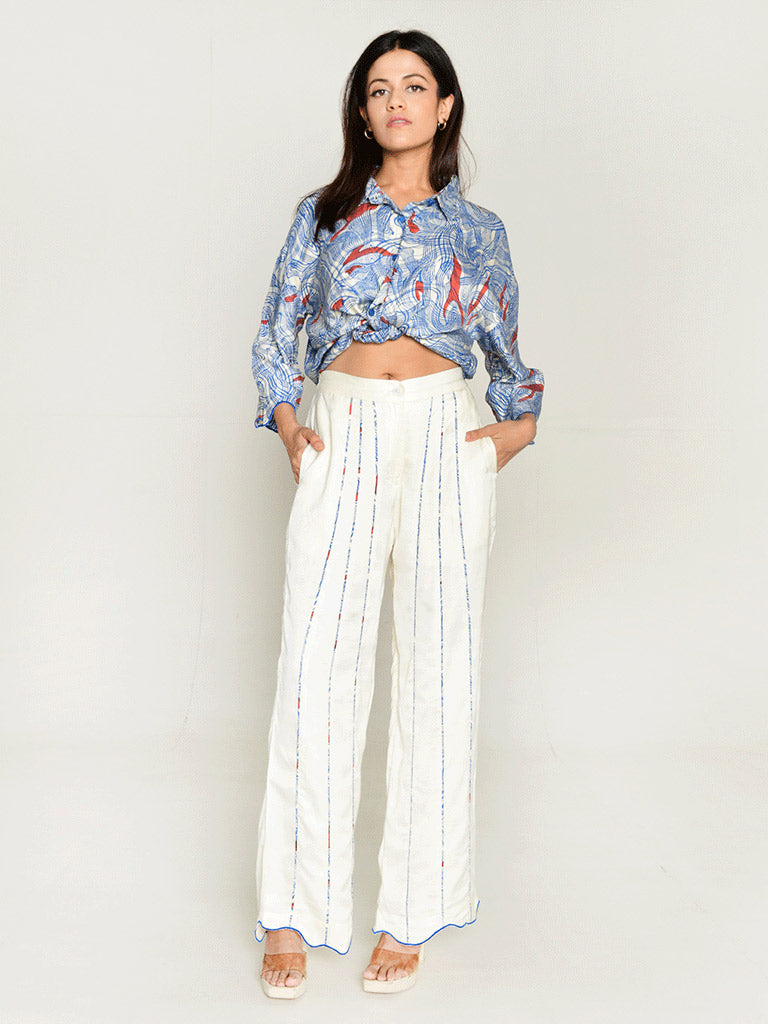Ponzo White Pant BOTTOMS Rias Jaipur