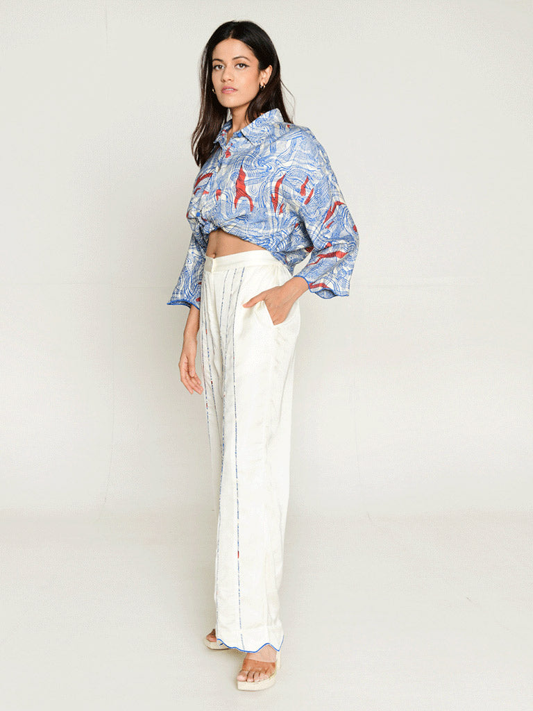 Ponzo White Pant BOTTOMS Rias Jaipur