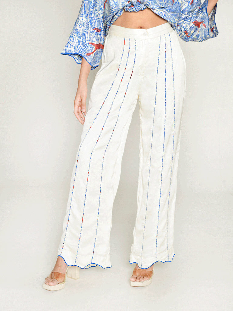 Ponzo White Pant BOTTOMS Rias Jaipur