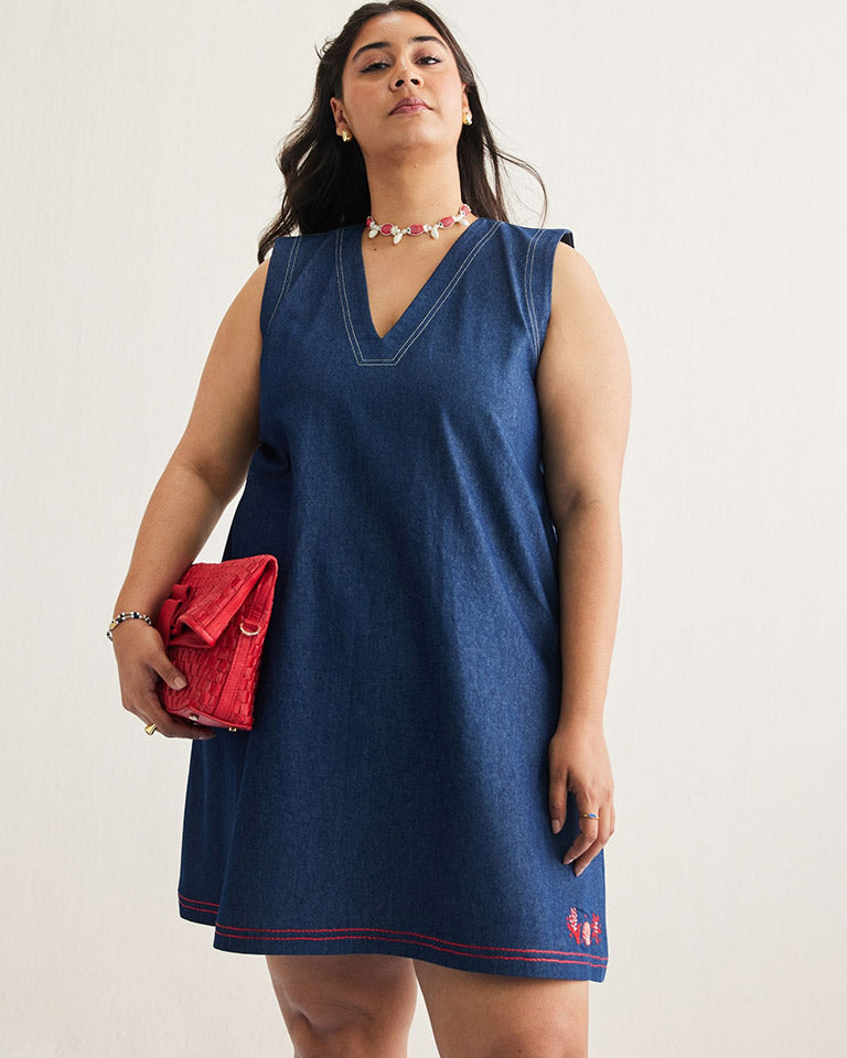 Deep Blue Denim Dress DRESSES SUI