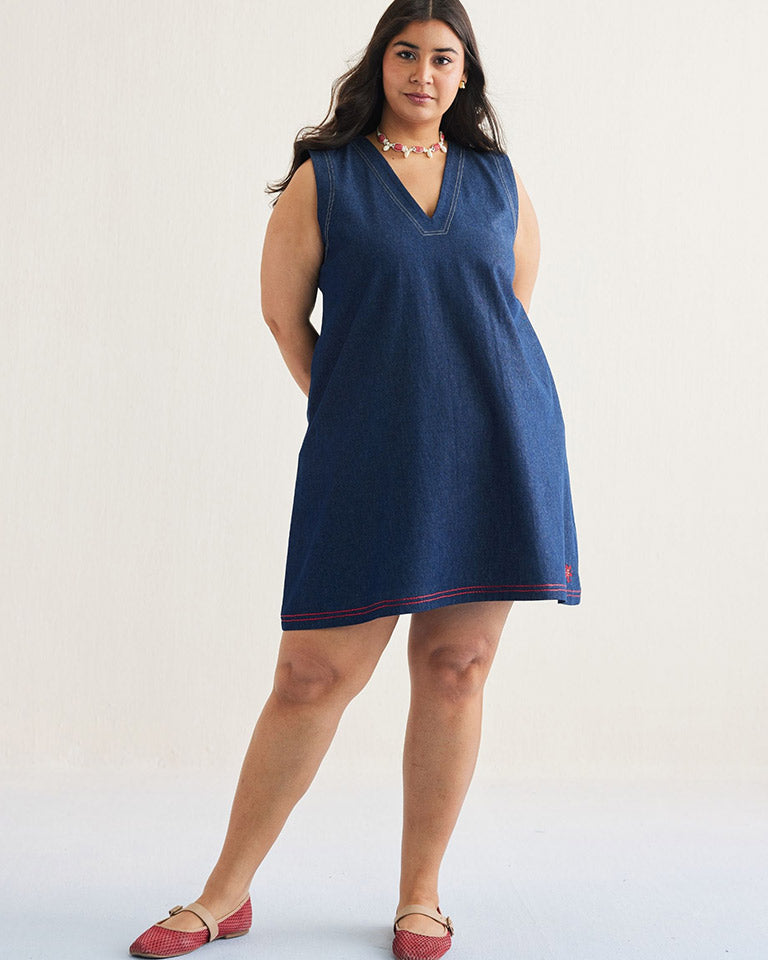 Deep Blue Denim Dress DRESSES SUI