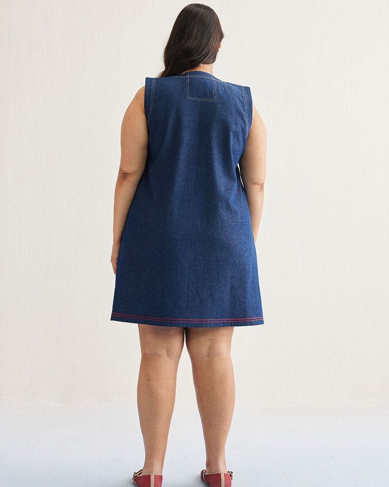 Deep Blue Denim Dress DRESSES SUI
