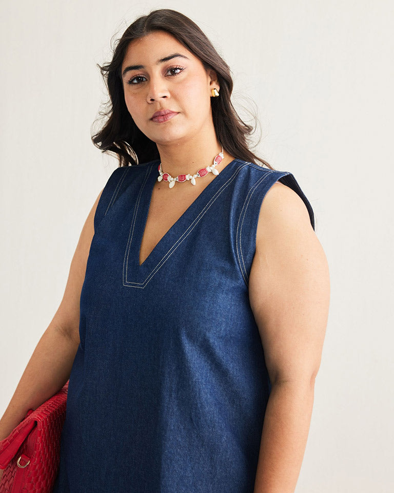 Deep Blue Denim Dress DRESSES SUI