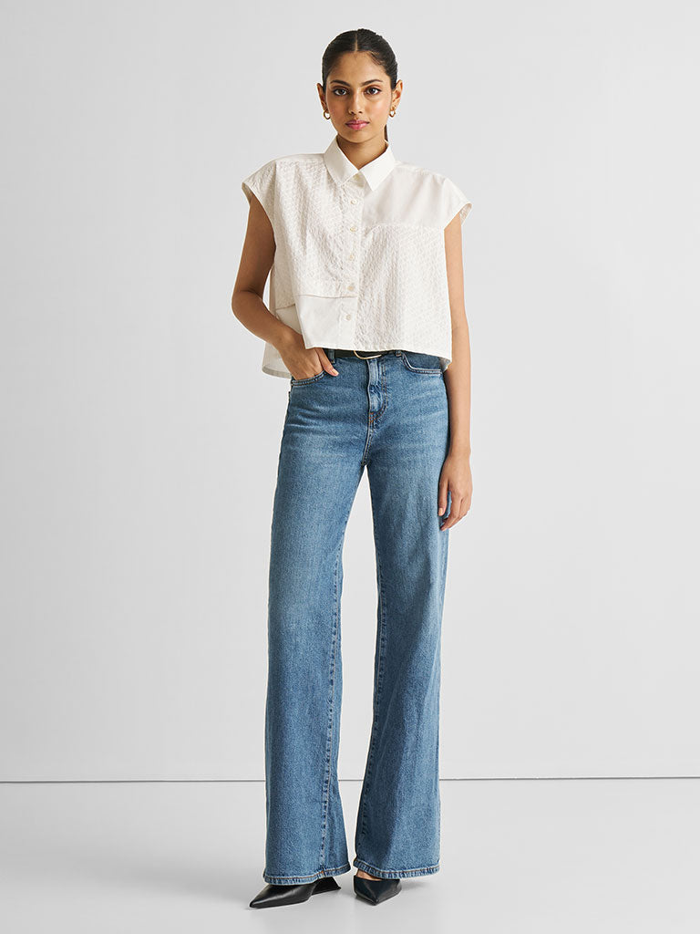 Embroidered Panel Crop Top TOPS Reistor