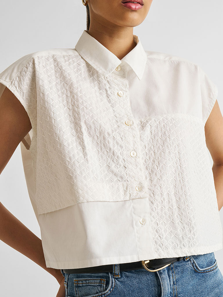 Embroidered Panel Crop Top TOPS Reistor
