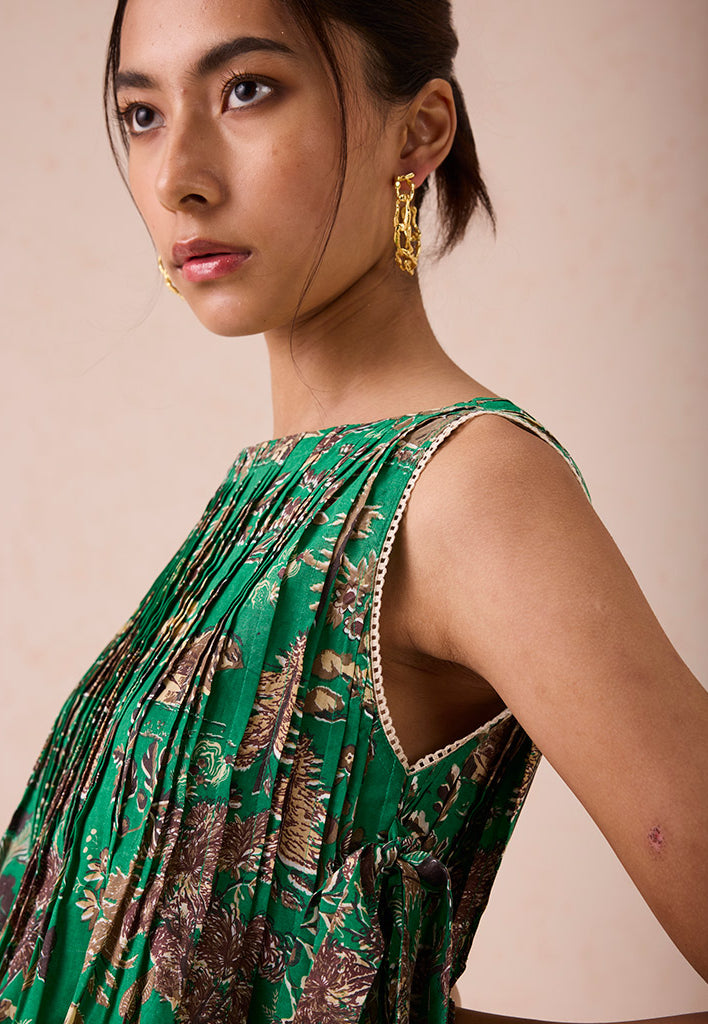 Emerald Pine Pleated Blouse TOPS SUI