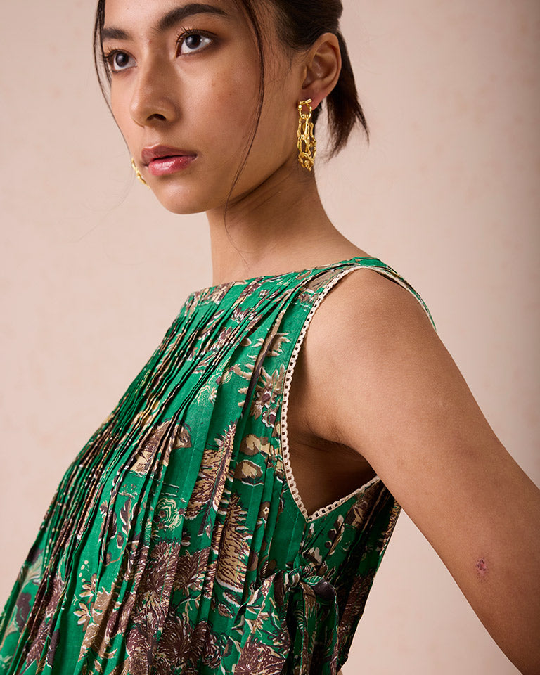 Emerald Pine Pleated Blouse TOPS SUI