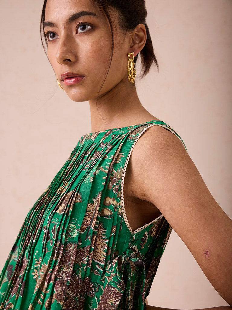 Emerald Pine Pleated Blouse TOPS SUI