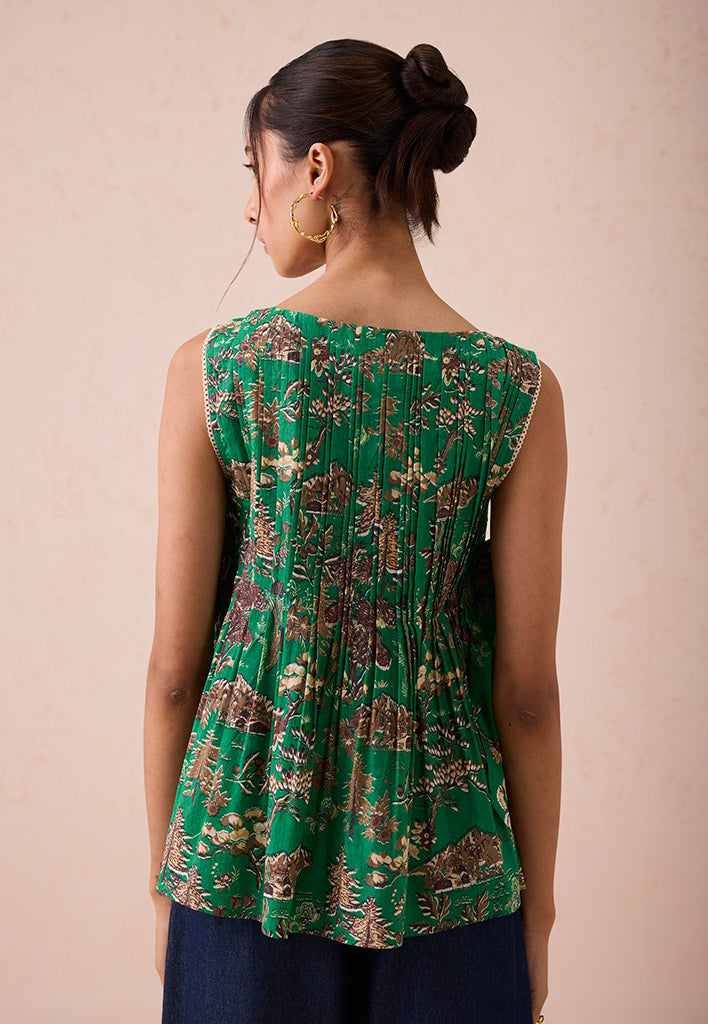 Emerald Pine Pleated Blouse TOPS SUI