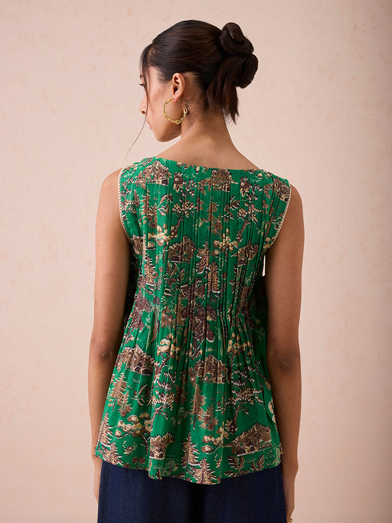 Emerald Pine Pleated Blouse TOPS SUI