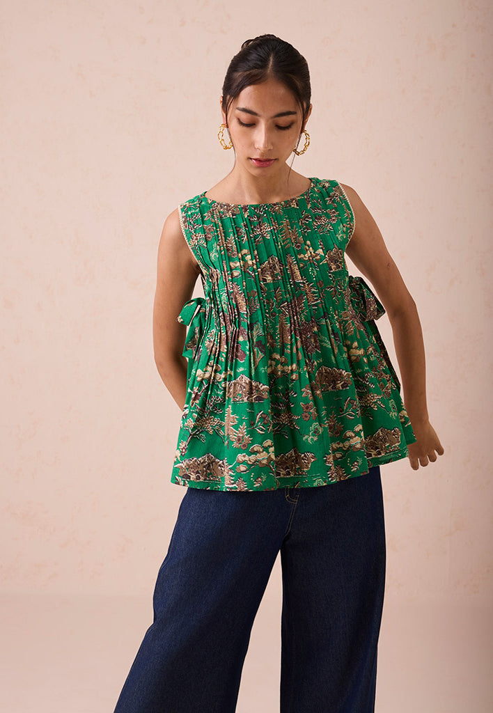 Emerald Pine Pleated Blouse TOPS SUI