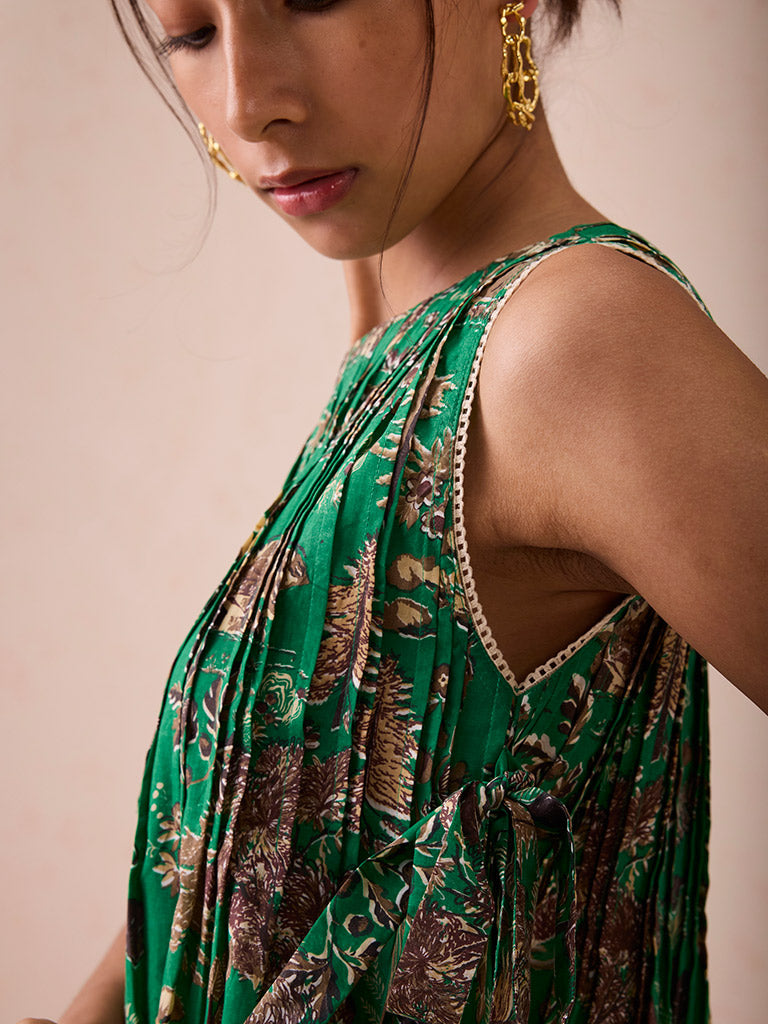 Emerald Pine Pleated Blouse TOPS SUI