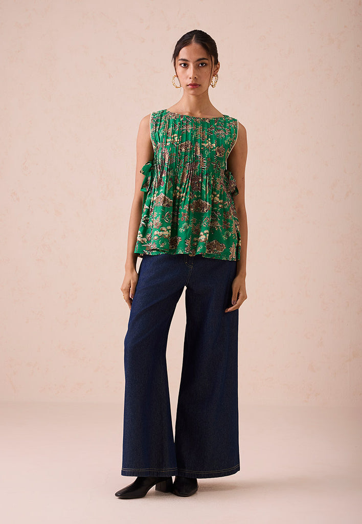 Emerald Pine Pleated Blouse TOPS SUI