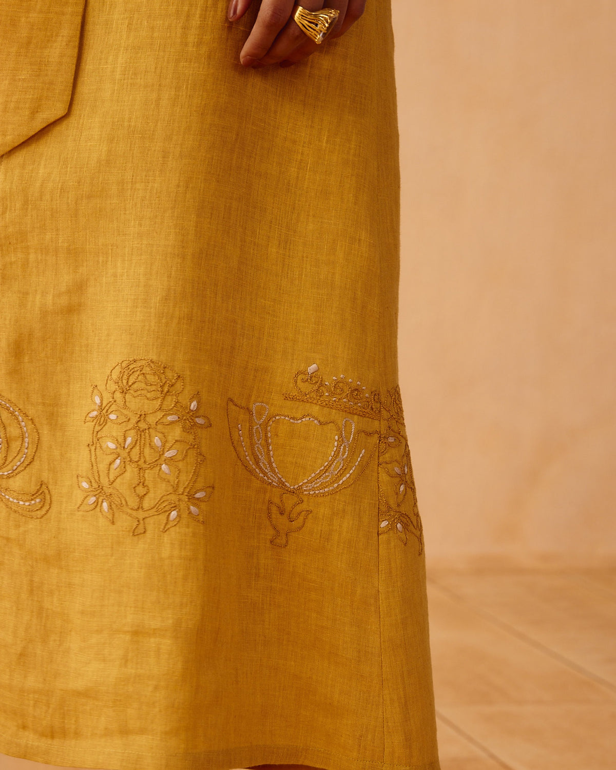 Golden Palm Linen Dress DRESSES SUI