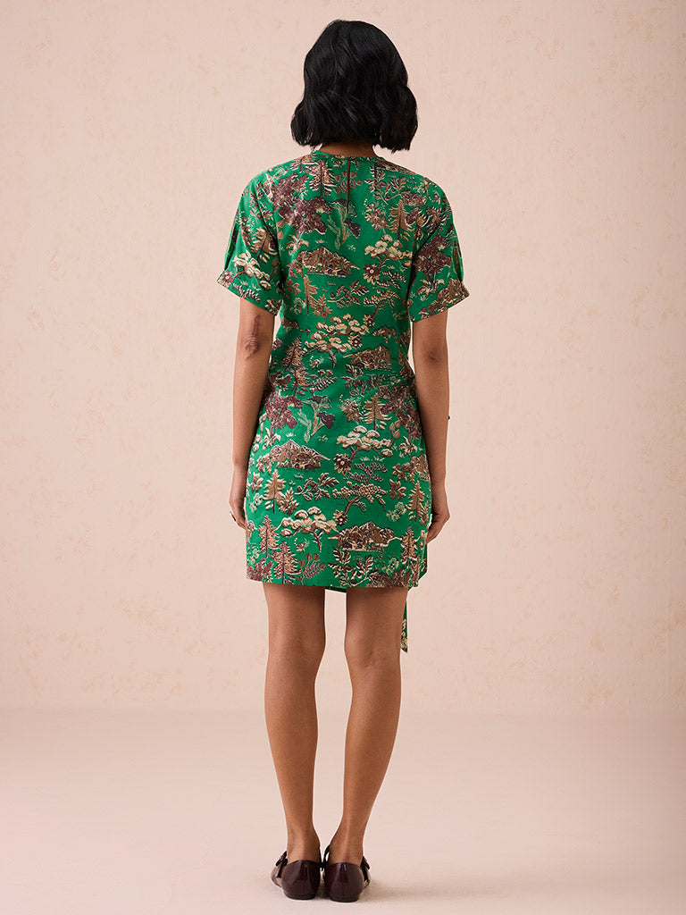 Green Fields Wrap Dress DRESSES SUI