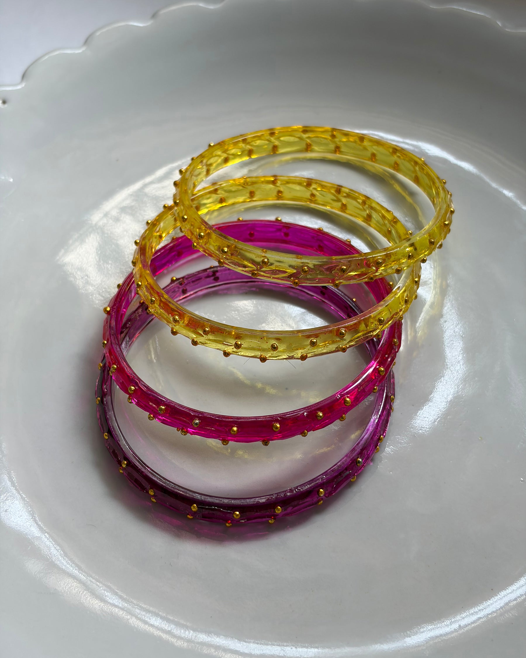 Arm Candy Pink & Yellow Bangle Set ACCESSORIES IKKIVI
