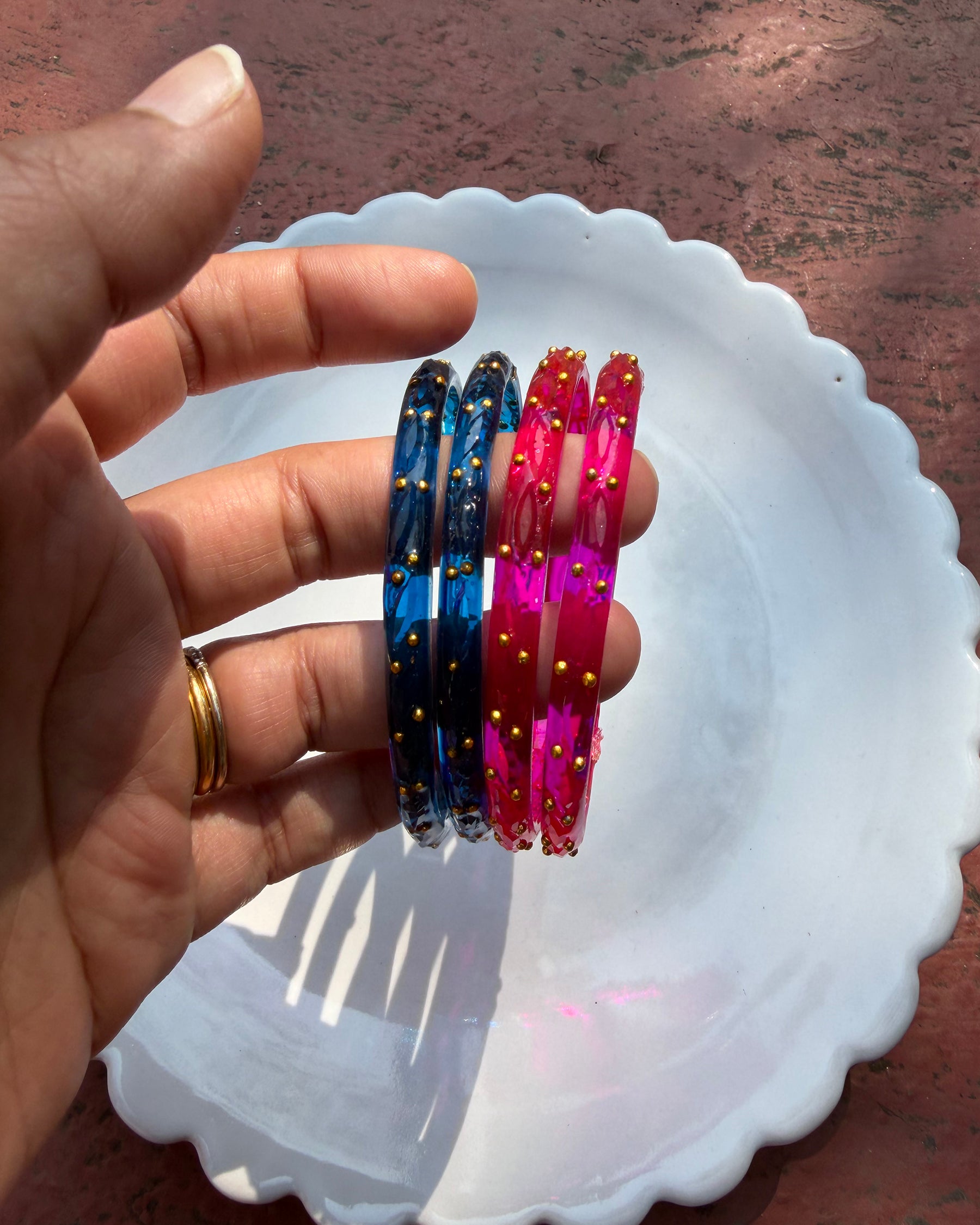 Arm Candy Pink & Blue Bangle Set ACCESSORIES IKKIVI