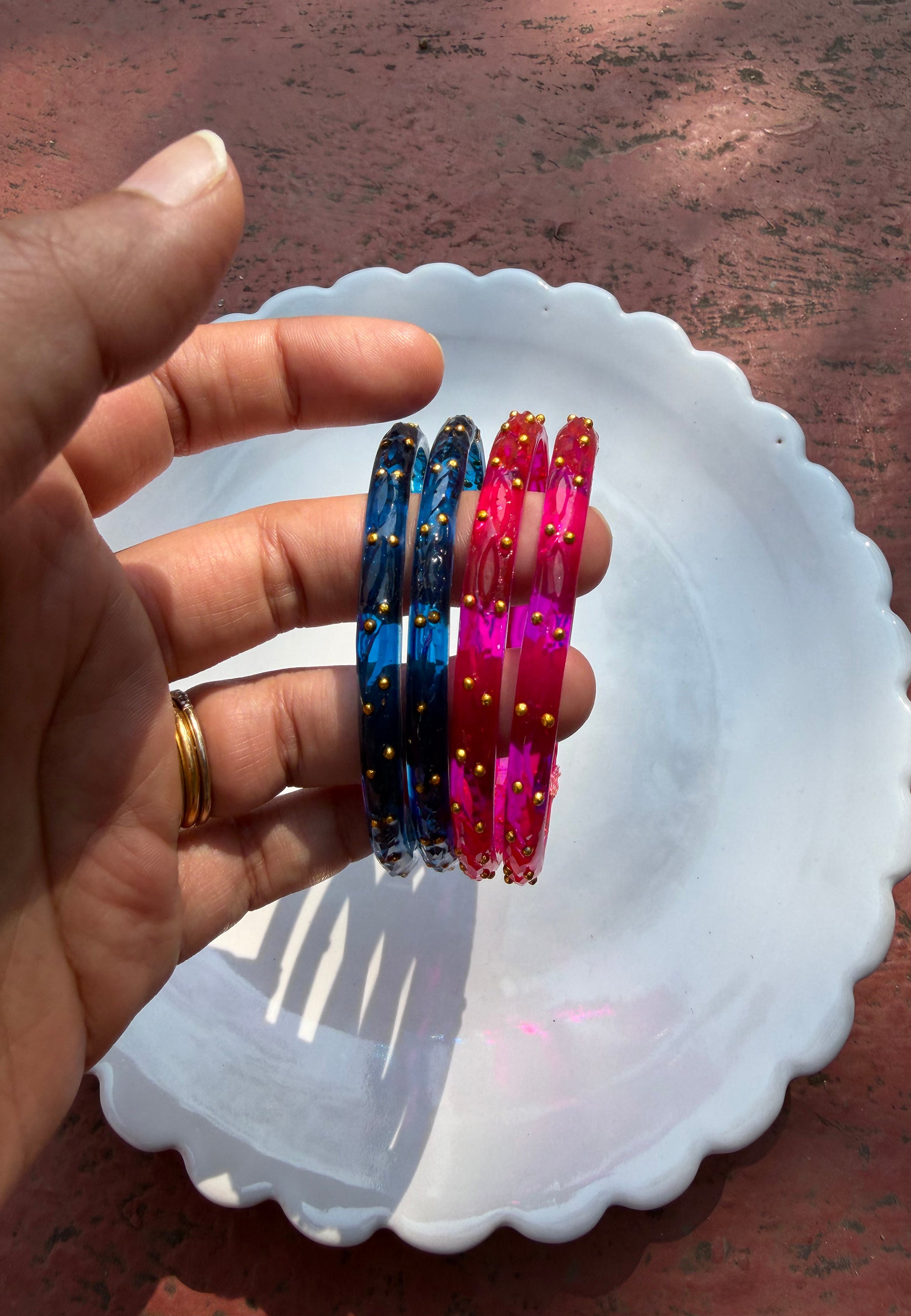 Arm Candy Pink & Blue Bangle Set ACCESSORIES IKKIVI