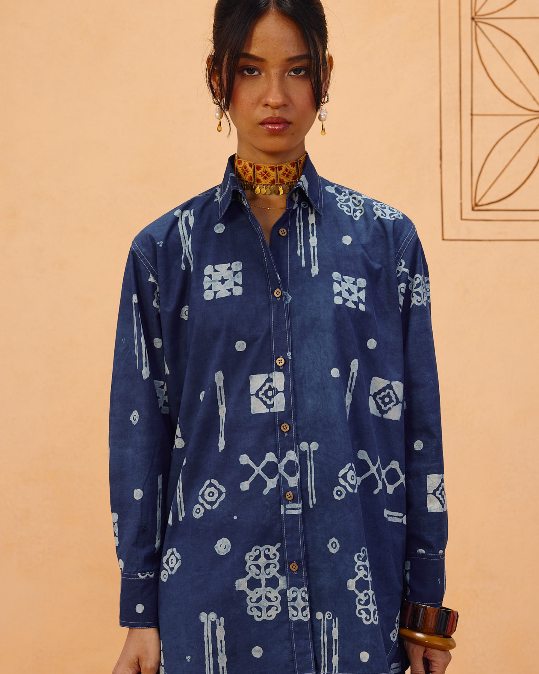 Indigo Patterns Organic Cotton Shirt TOPS SUI