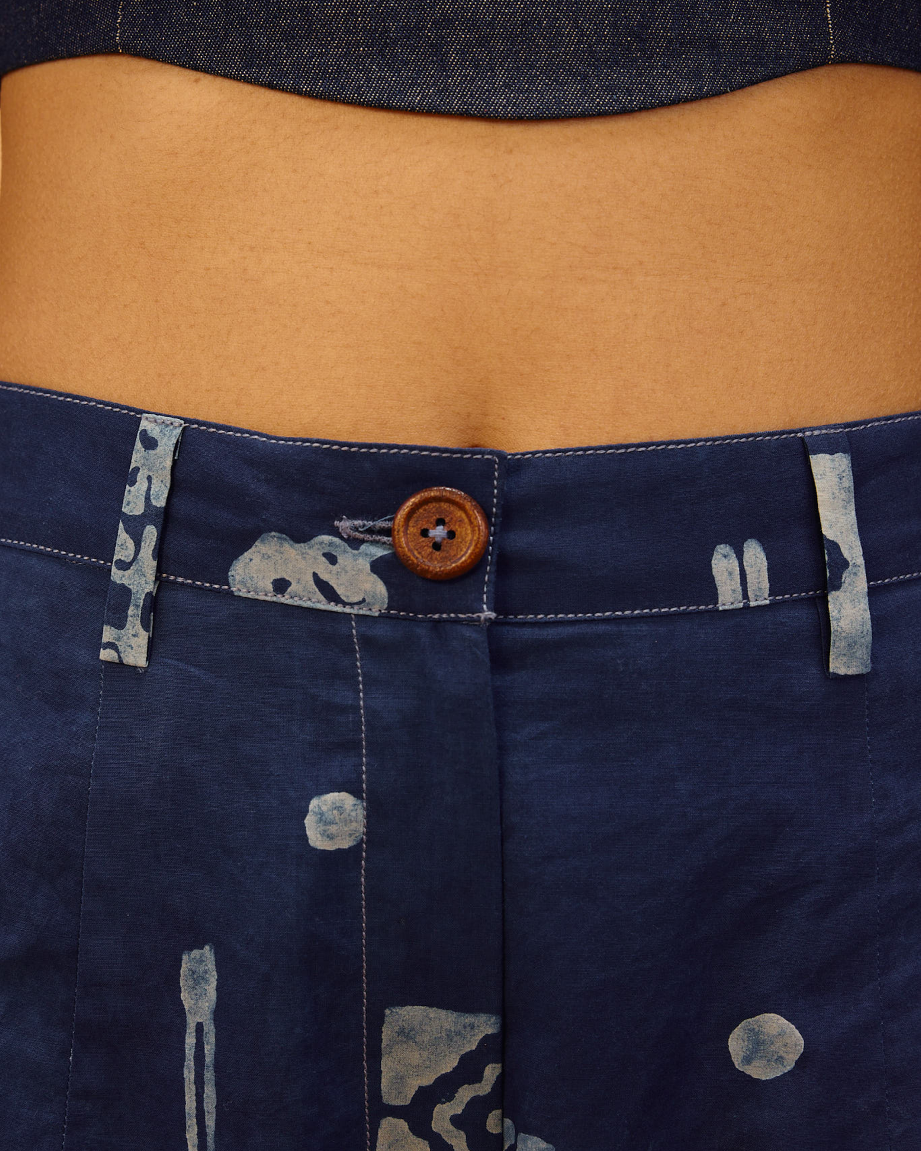 Indigo Patterns Organic Cotton Trousers BOTTOMS SUI