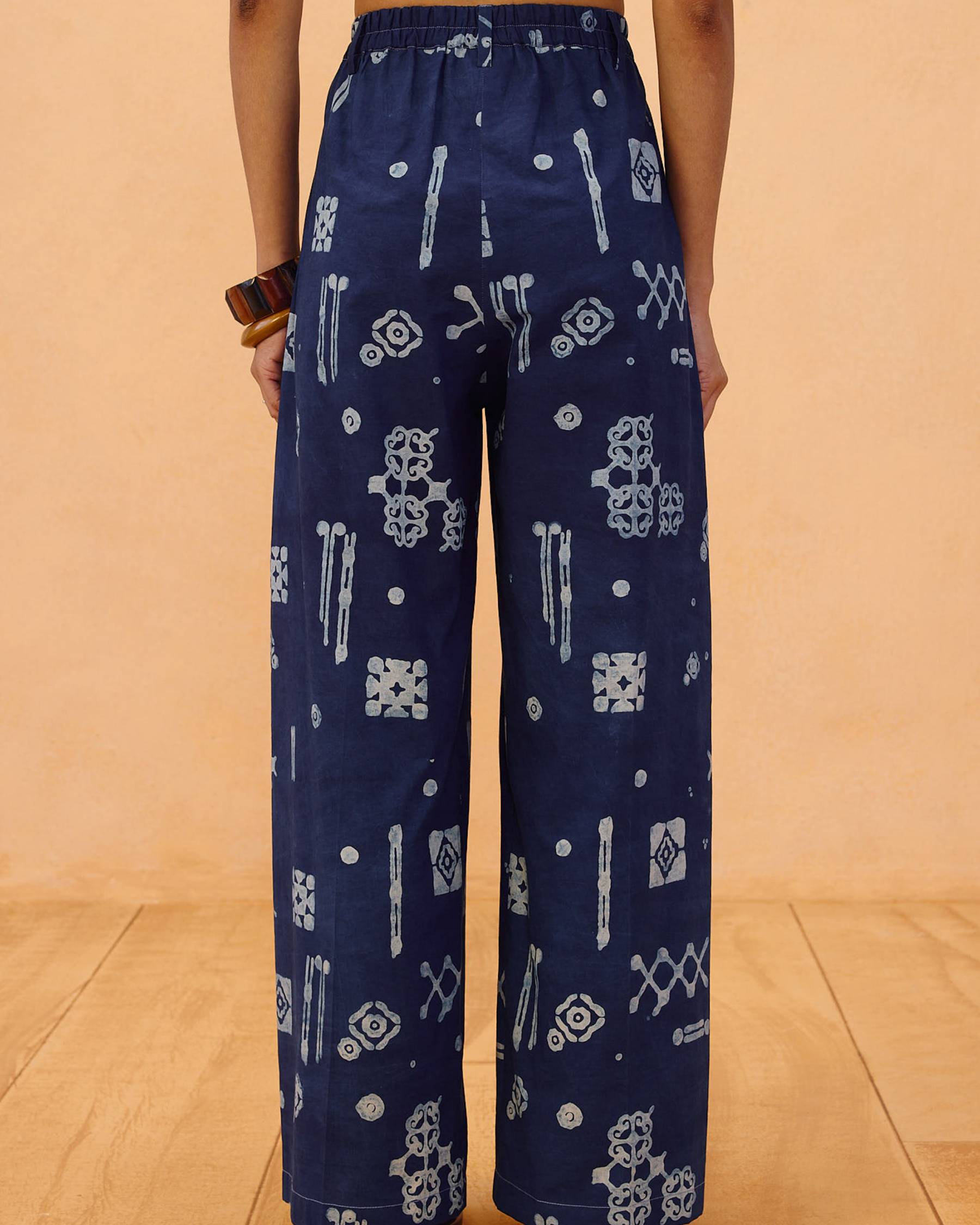 Indigo Patterns Organic Cotton Trousers BOTTOMS SUI