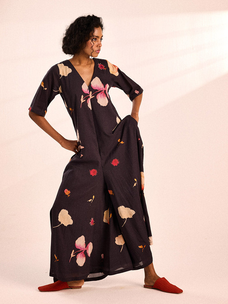 Charcoal Gardens Jumpsuit JUMPSUITS KHARA KAPAS