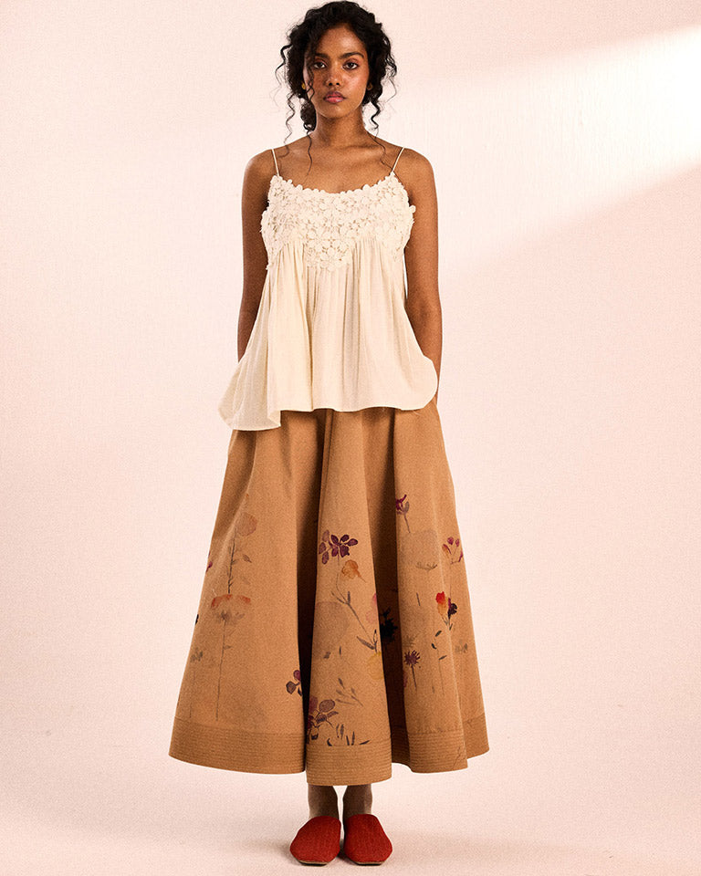 Floral Mocha Skirt BOTTOMS KHARA KAPAS