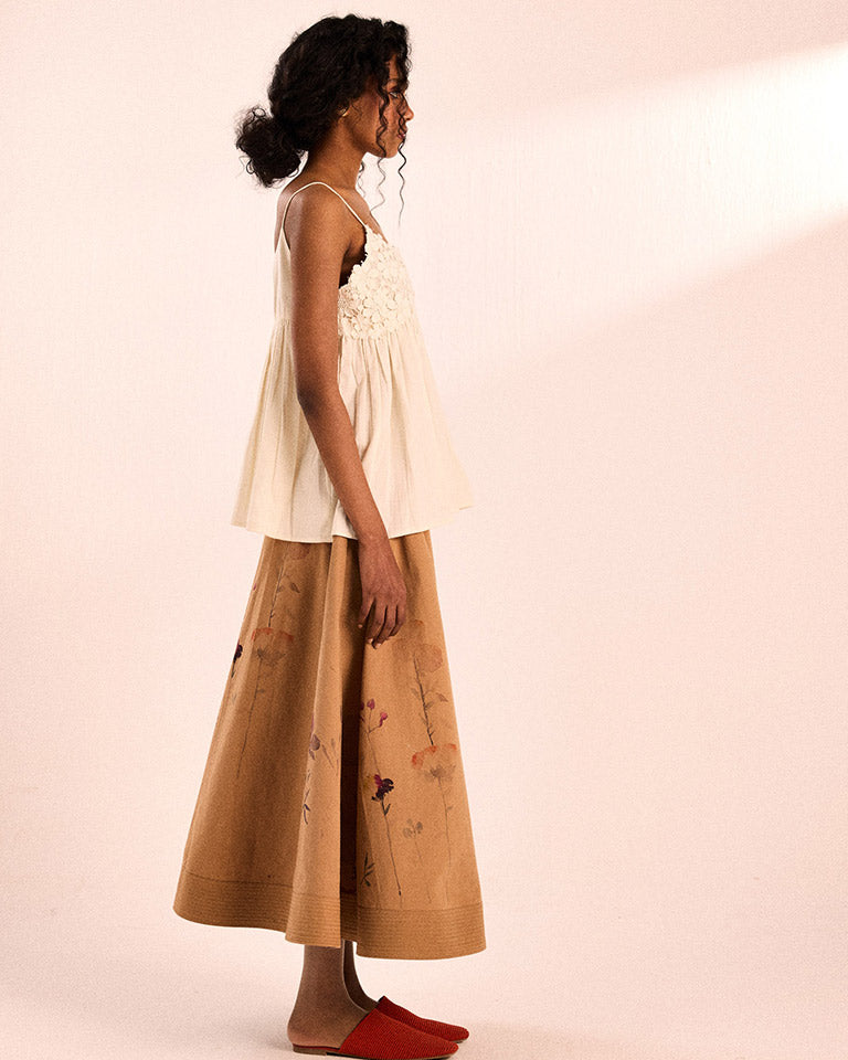 Floral Mocha Skirt BOTTOMS KHARA KAPAS