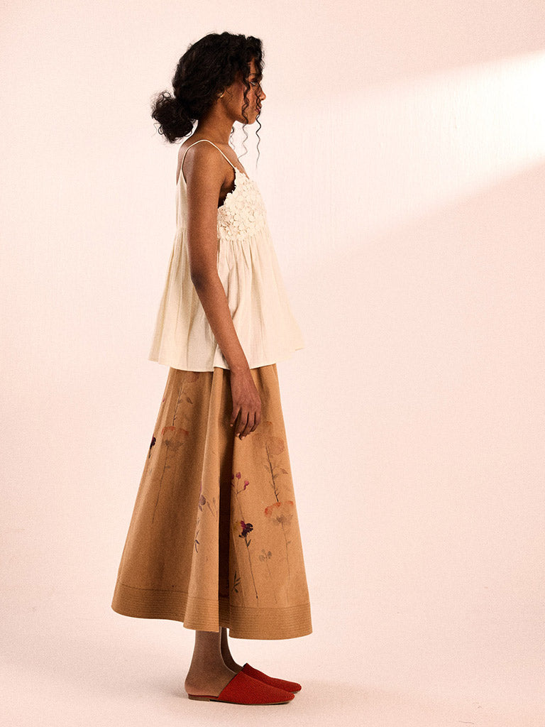 Floral Mocha Skirt BOTTOMS KHARA KAPAS