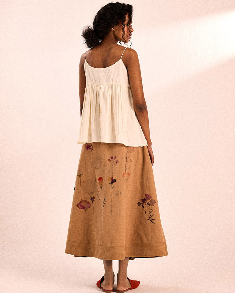 Floral Mocha Skirt BOTTOMS KHARA KAPAS