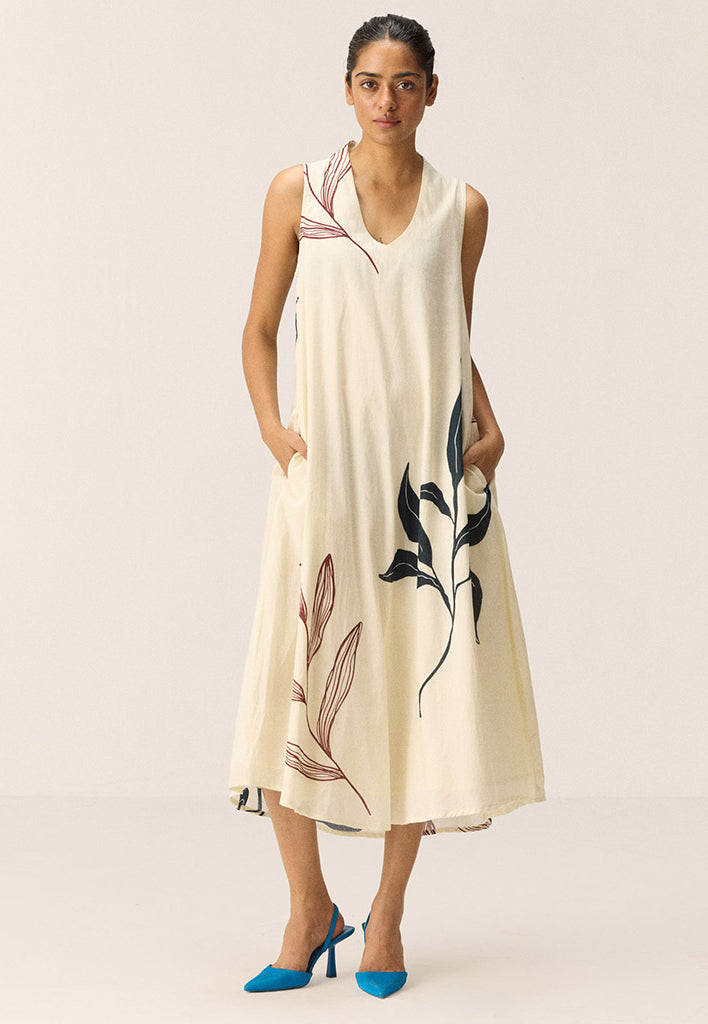 White Magnolia Midi Dress DRESSES KHARA KAPAS