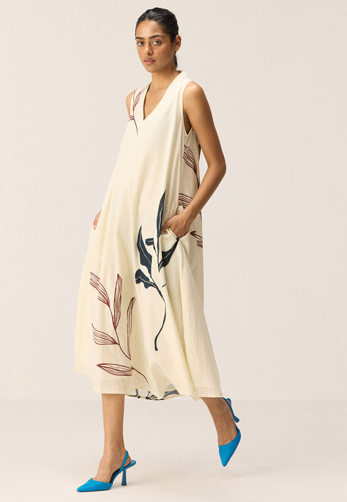 White Magnolia Midi Dress DRESSES KHARA KAPAS