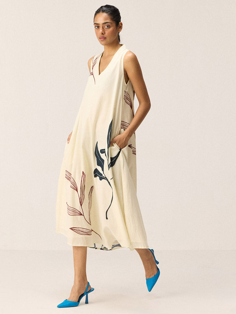 White Magnolia Midi Dress DRESSES KHARA KAPAS