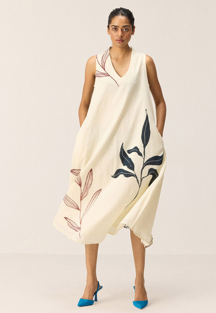 White Magnolia Midi Dress DRESSES KHARA KAPAS